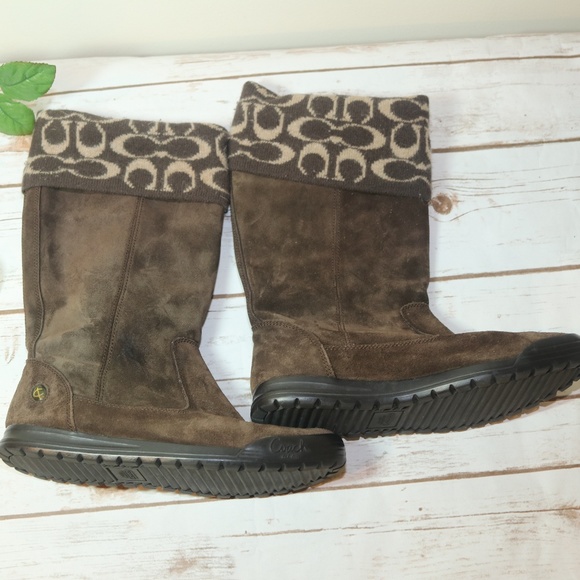 Coach Tatum Brown Suede Sig C Boots Sz 7.5 M - Picture 8 of 8